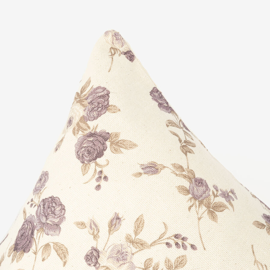 Funda de coj&iacute;n de algod&oacute;n reciclado floral morado 45x45cm
