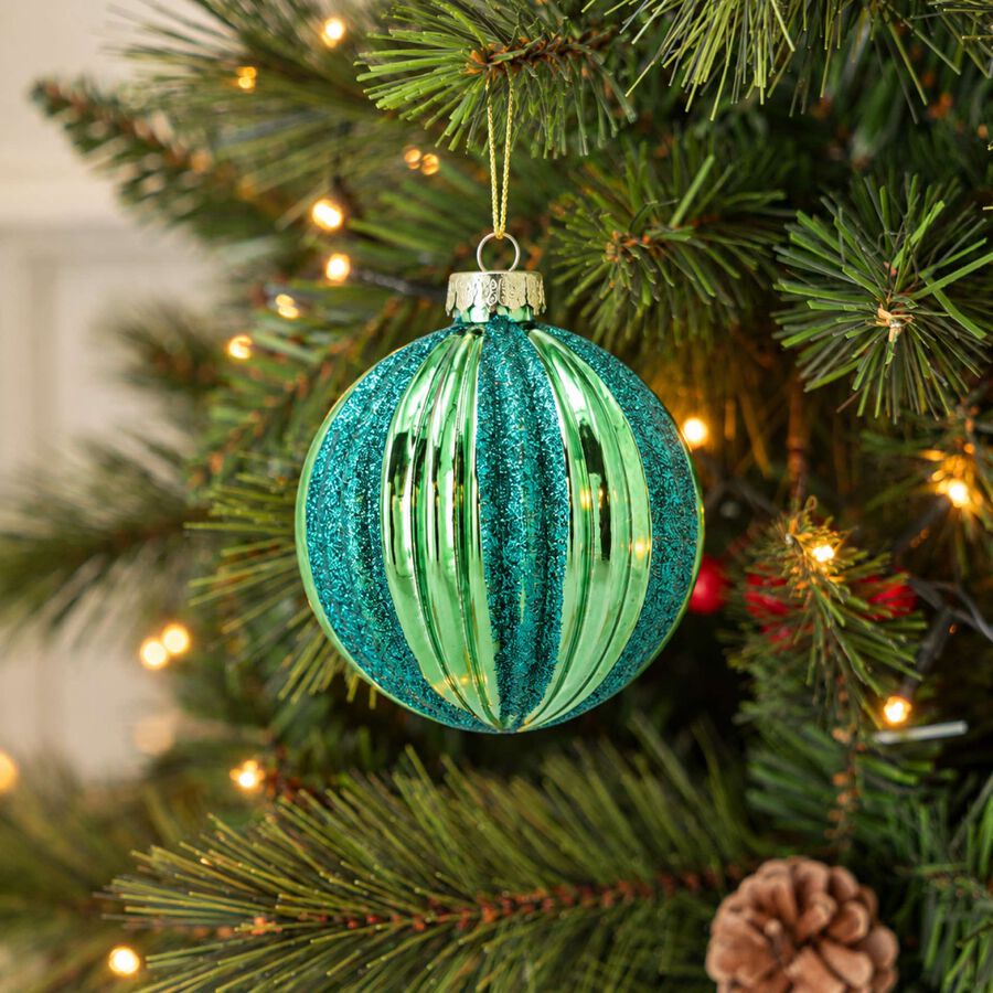 Bola de Navidad verde de cristal &Oslash;8cm