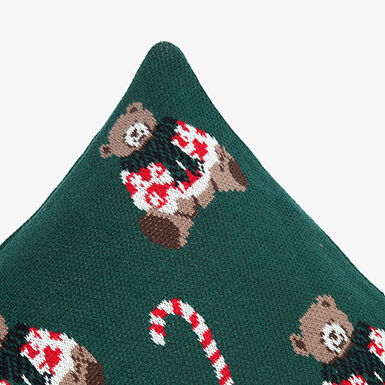 Funda de coj&iacute;n verde con ositos Teddy 50x35cm
