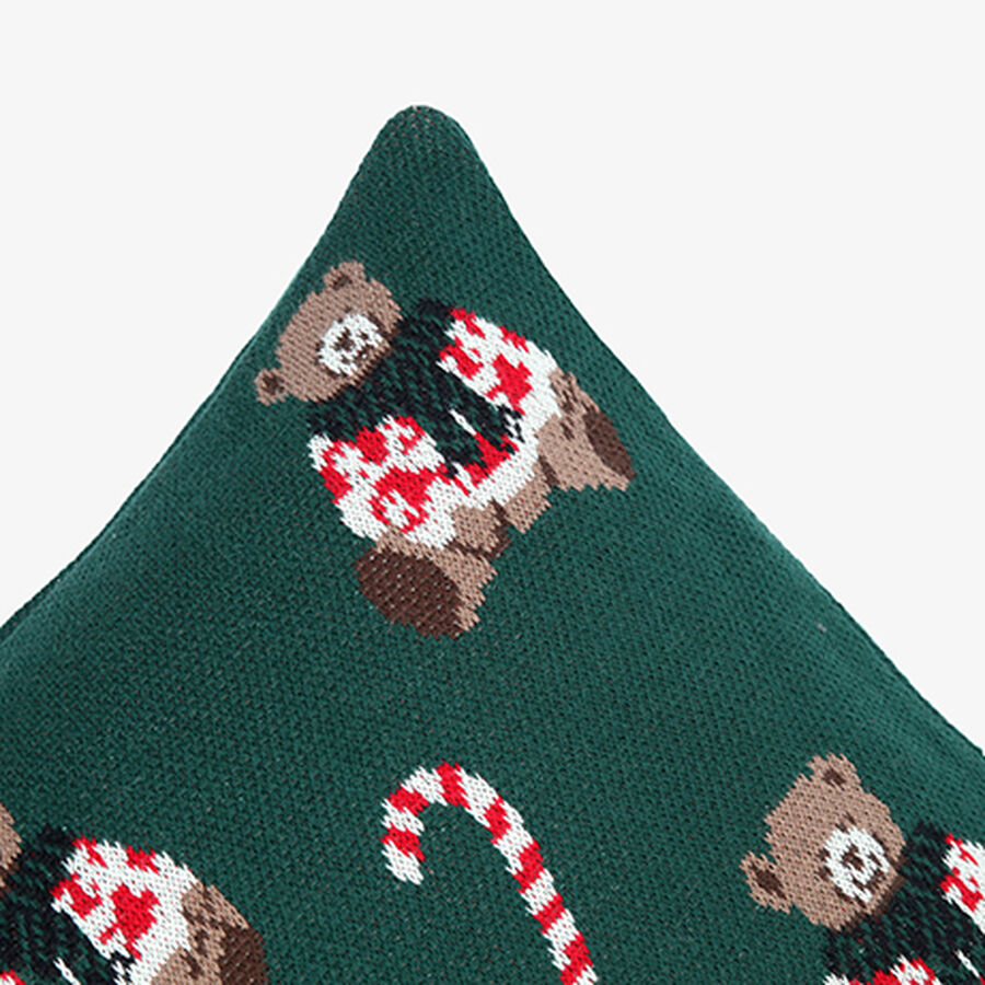 Funda de coj&iacute;n verde con ositos Teddy 50x35cm