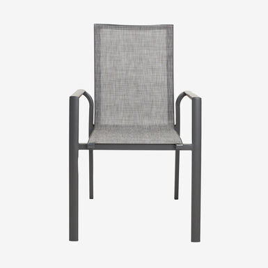 Silla de jardín apilable de aluminio y textilene gris 58x65x91,5cm