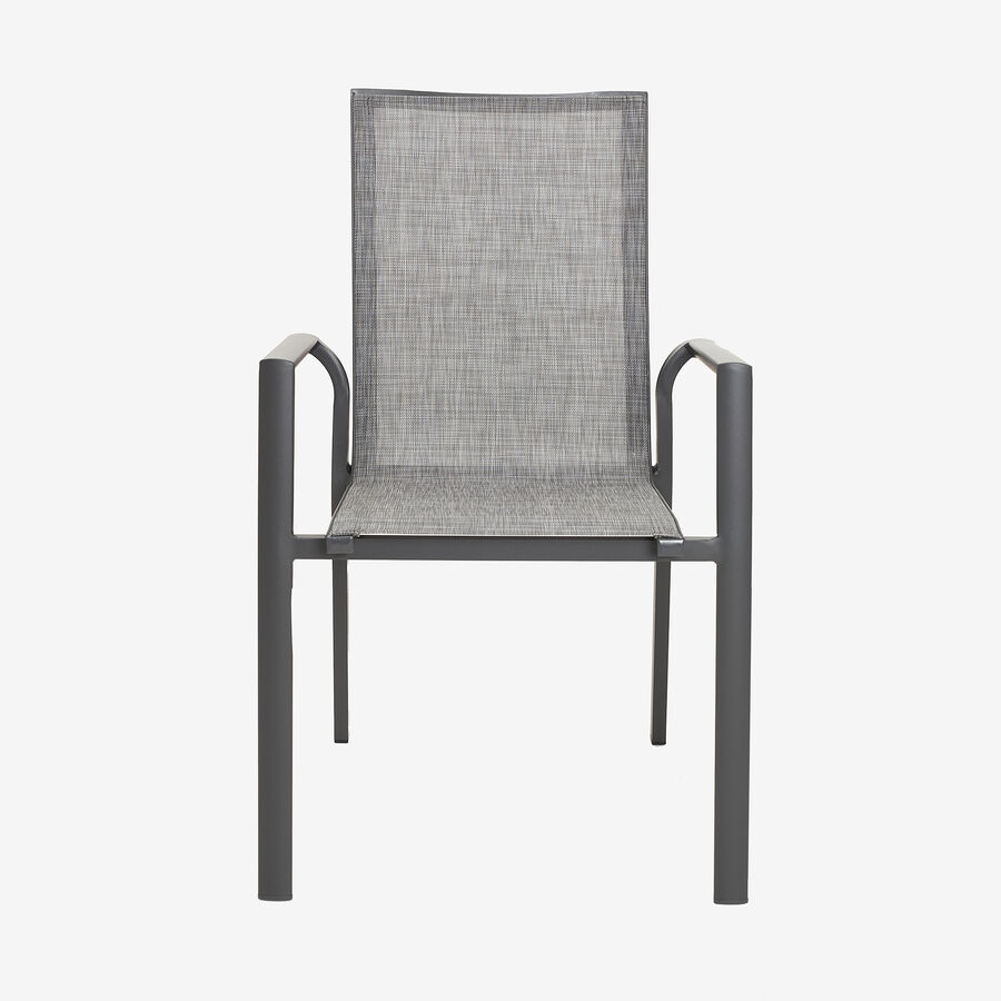 Silla de jardín apilable de aluminio y textilene gris 58x65x91,5cm
