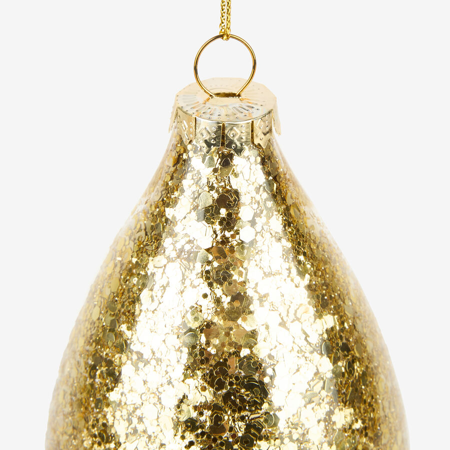 Bola decorativa de cristal purpurina dorada L&aacute;grima