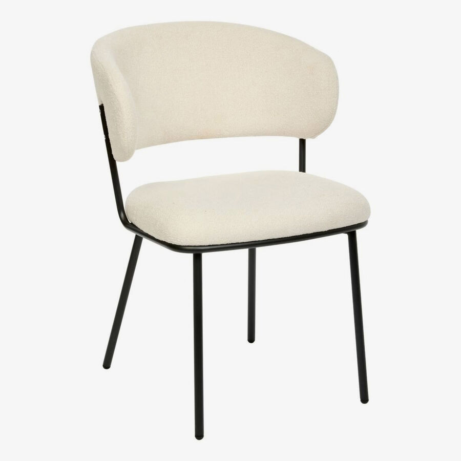 Sill&oacute;n de comedor marfil de chenilla Borel 