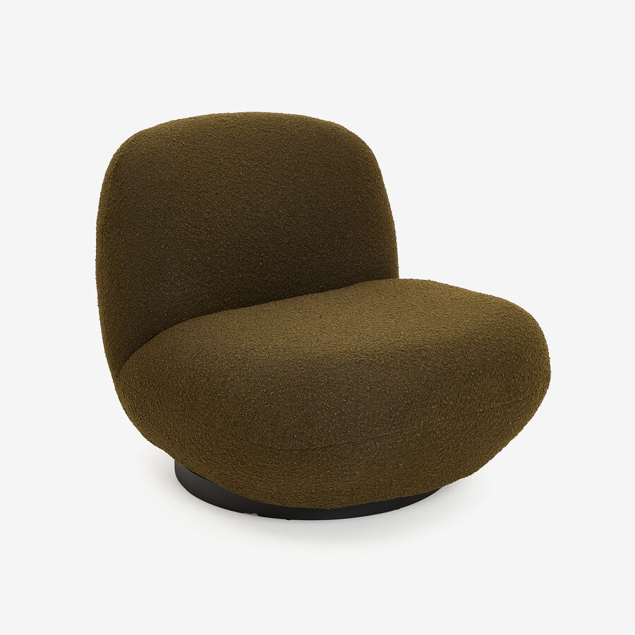 Butaca en tejido bouclé verde oliva Pacha 81x95x71cm Clau&Chloe