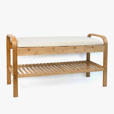 Banco zapatero blanco 90x33x50 Bambu