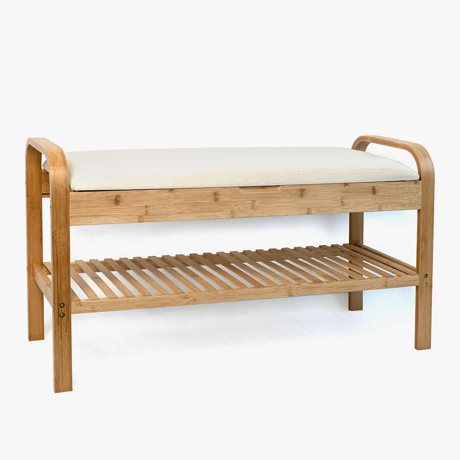 Banco zapatero blanco 90x33x50 Bambu