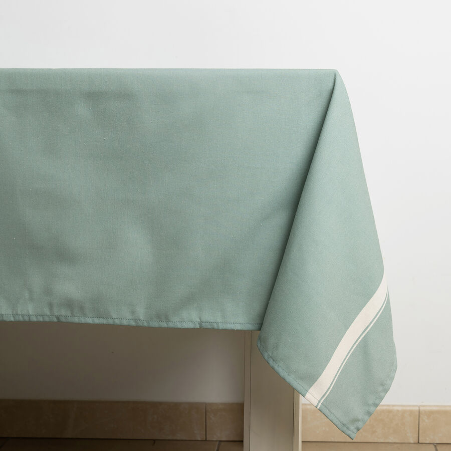 Mantel antimanchas verde de algod&oacute;n y poli&eacute;ster Silvae 145x145cm
