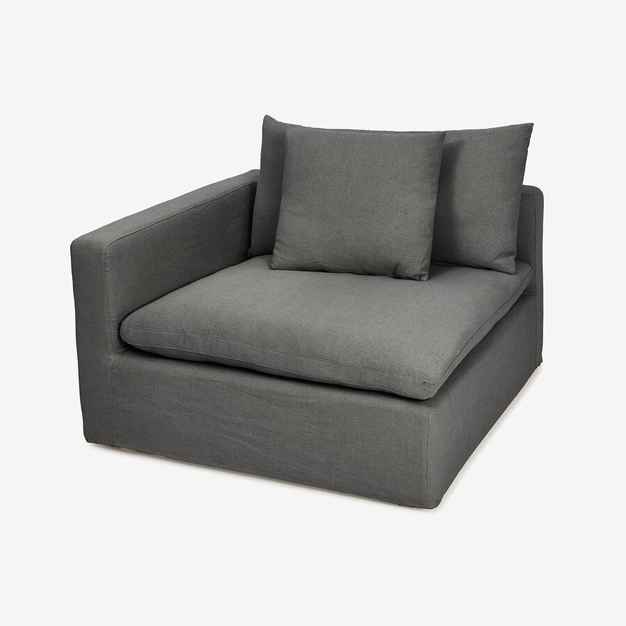 Sofá de 3 plazas de lino gris Aiden 220x110x80cm Clau&Chloe