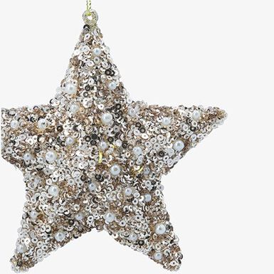 Bola de Navidad estrella de lentejuelas dorada 12cm