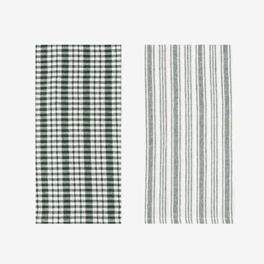 Set de 2 paños de algodón con rayas verde Midson45x65cm