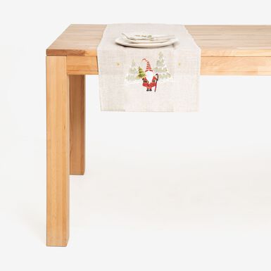 Camino de mesa bordado Gnomo con regalos 40x140cm
