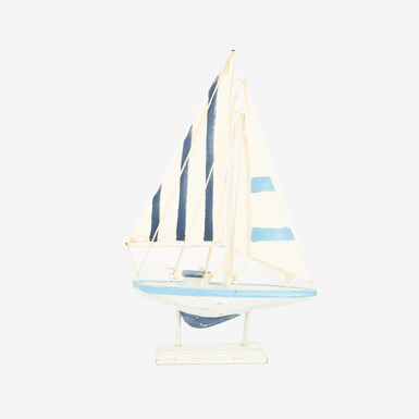 Figura decorativa de madera Barco azul 18x3,5x31cm