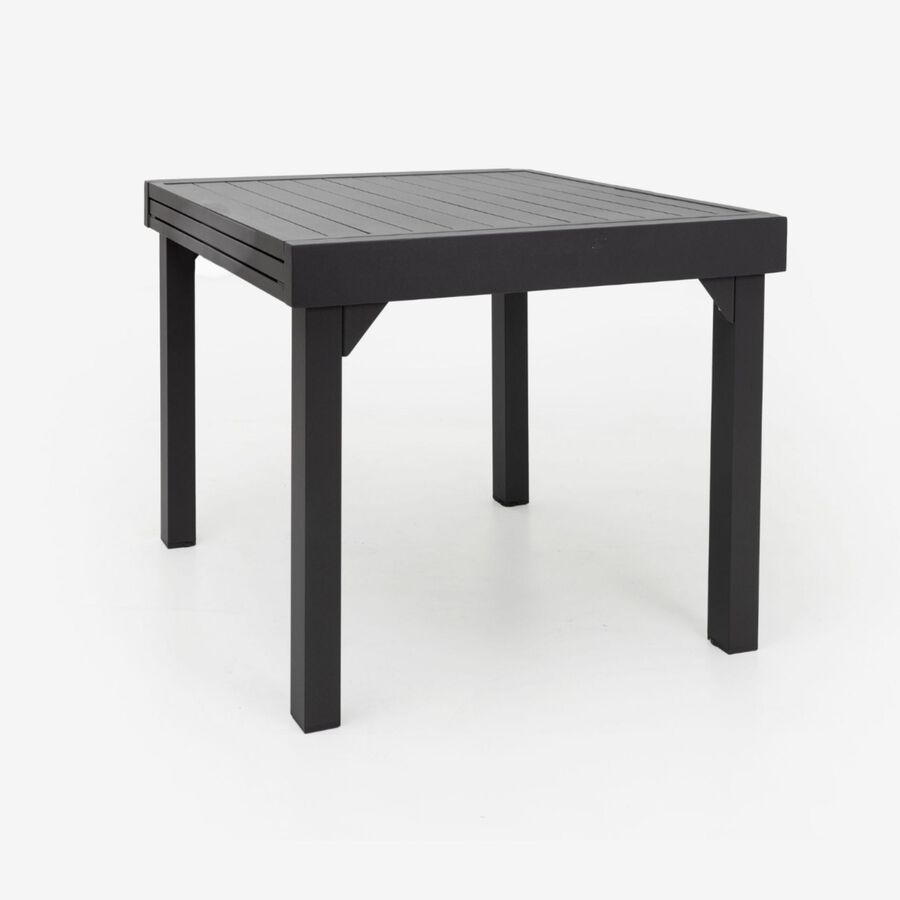 Mesa de jard&iacute;n extensible de aluminio gris oscuro Paros 90/180x90x75cm