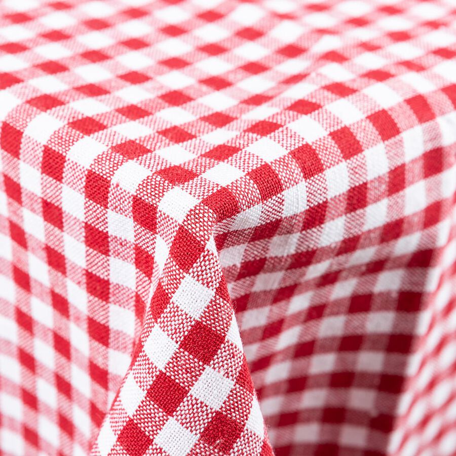 Mantel de algod&oacute;n vichy rojo 150x150cm