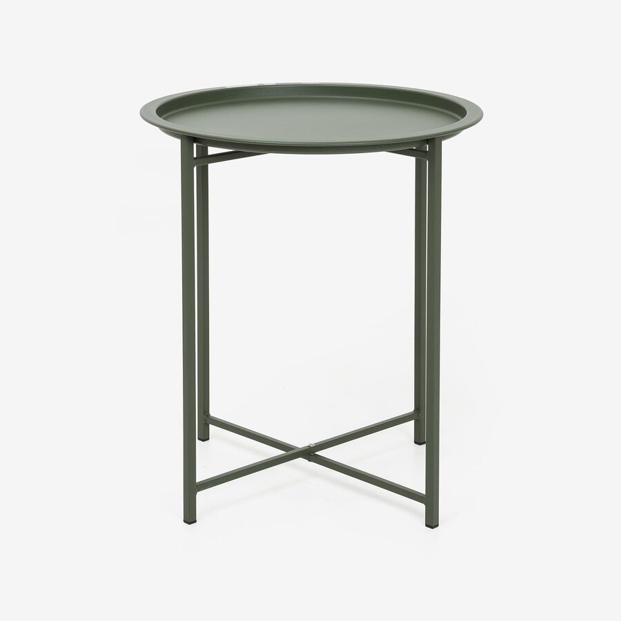 Mesa auxiliar verde de acero Ø46x52cm