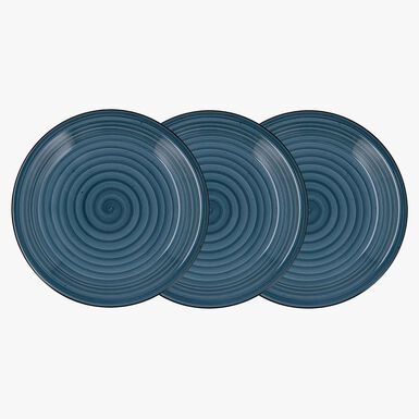 Set de 3 platos llanos azules de cer&aacute;mica Azura &Oslash;27,5cm