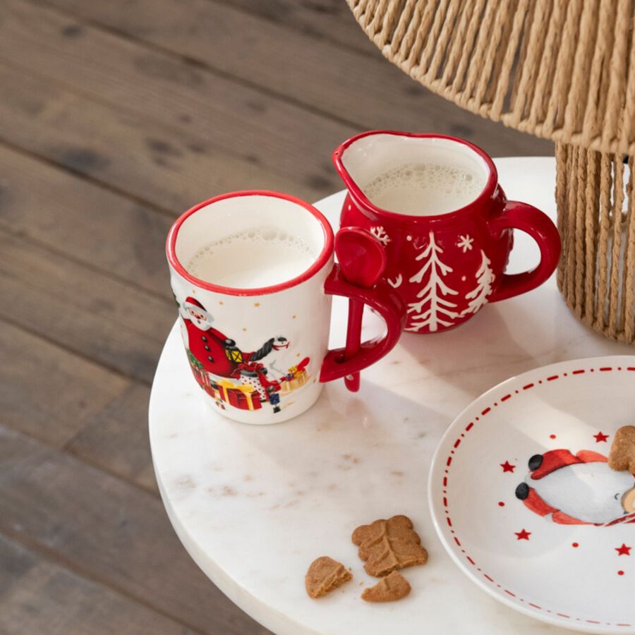 Mug con cuchara de cer&aacute;mica Santa Claus 12cm