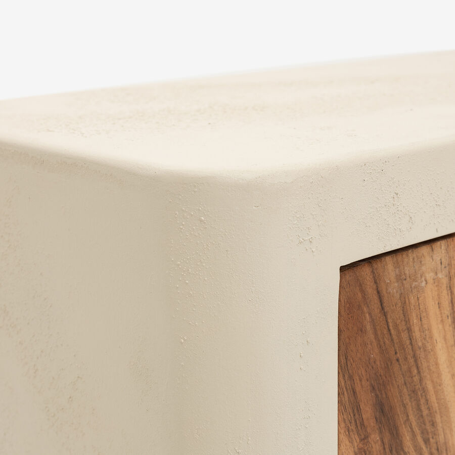 Mueble de TV de madera de acacia y microcemento Kurli 145x35x51cm Clau&Chloe