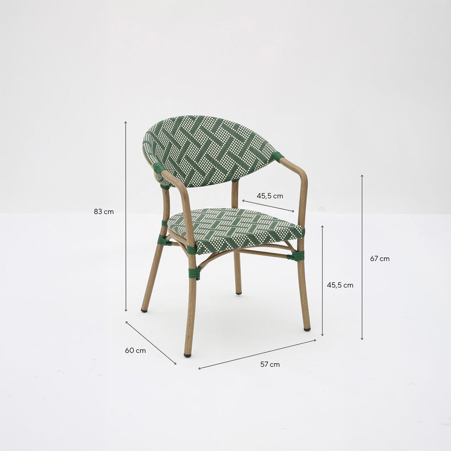 Silla de jard&iacute;n de rat&aacute;n sint&eacute;tico verde Selva 57x60x83cm