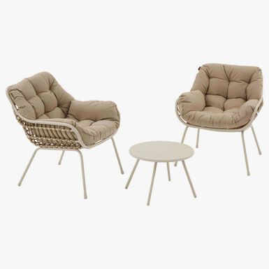 Conjunto de jard&iacute;n para 2 personas de acero crema Paolux