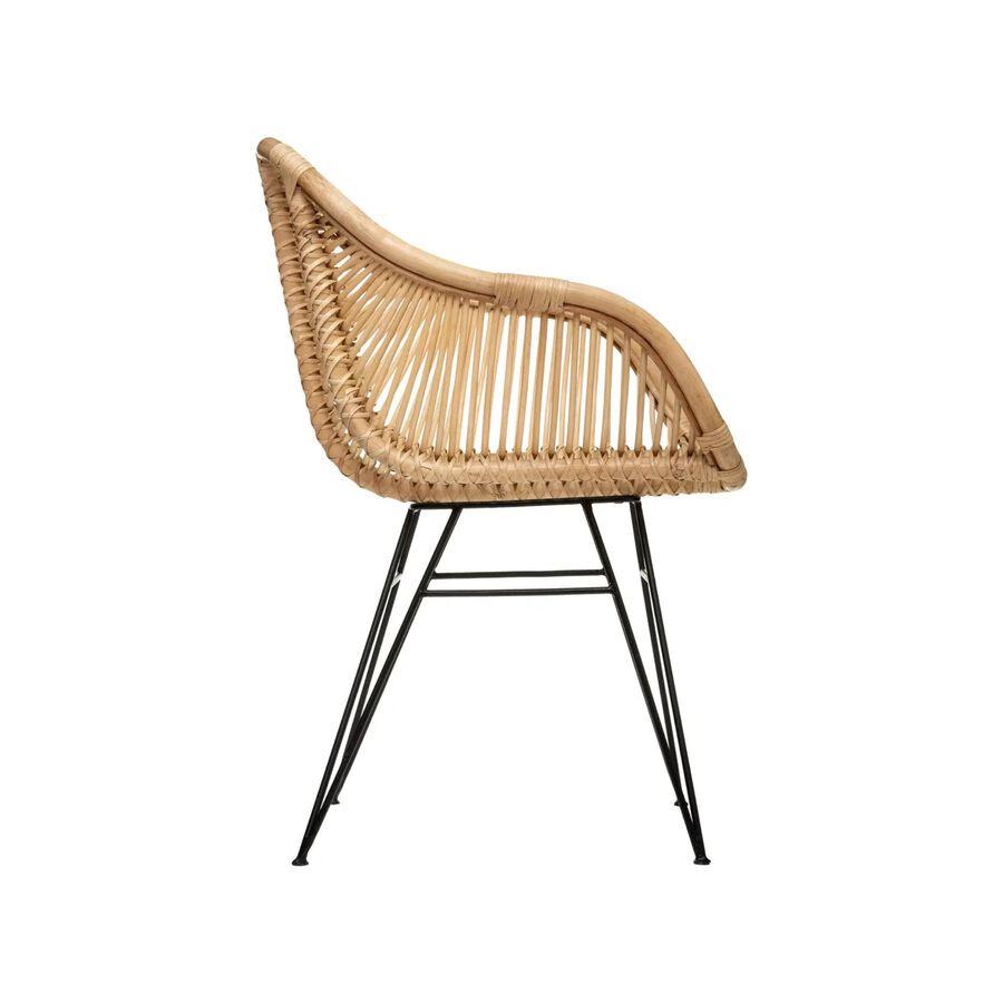Silla de comedor de ratán y metal Adriane 60x58x85cm