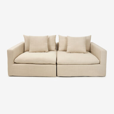 Sofá de 3 plazas de lino beige Aiden 220x110x80 Clau&Chloe