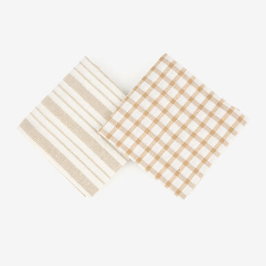 Set de 2 paños de algodón rayas beige Midson 45x65cm