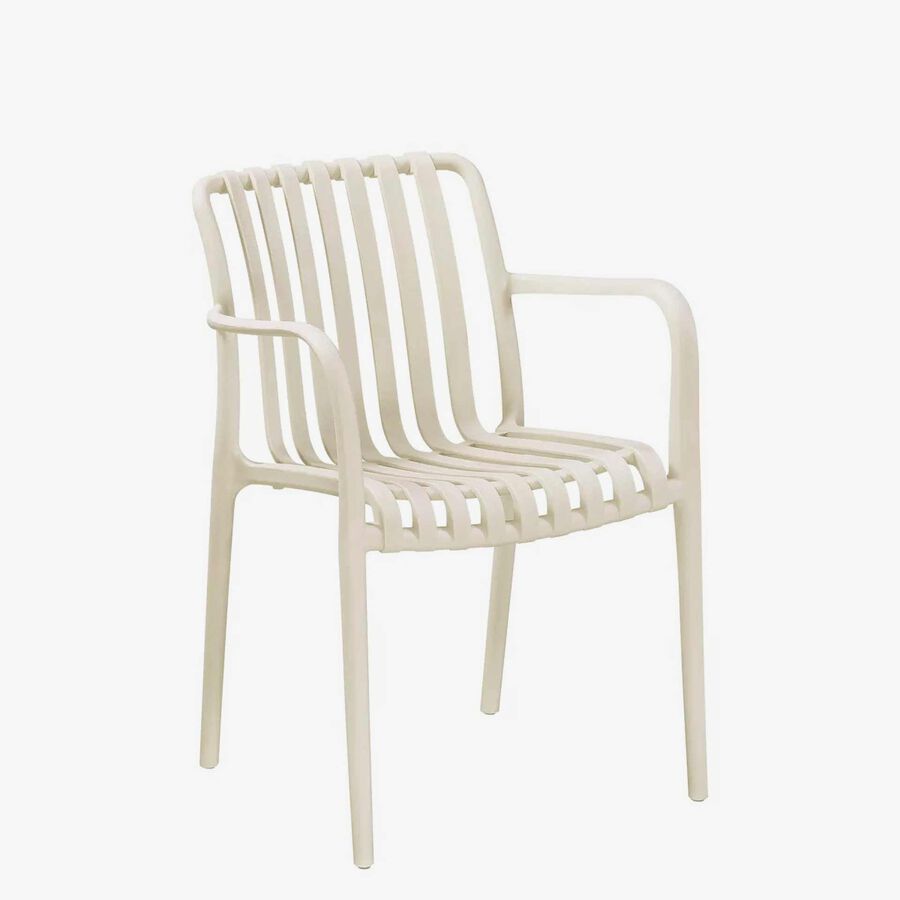 Silla de jard&iacute;n apilable de polipropileno crema Happel 59x55x81cm