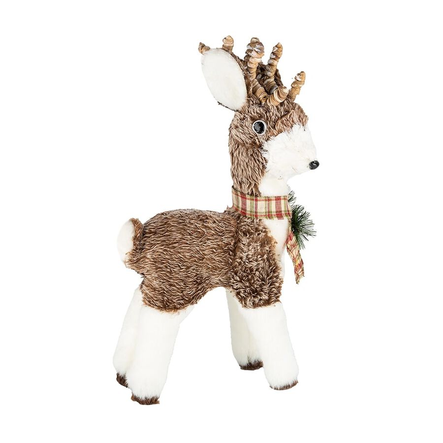 Figura decorativa Ciervo con bufanda a cuadros 43cm