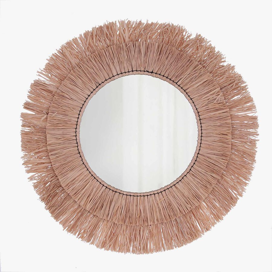 Espejo de pared redondo de rafia Ø57cm Savanna