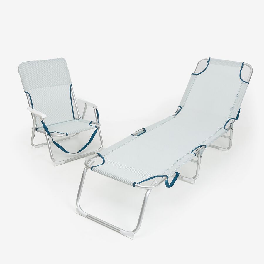 Tumbona multiposici&oacute;n azul de aluminio Medano 187 cm