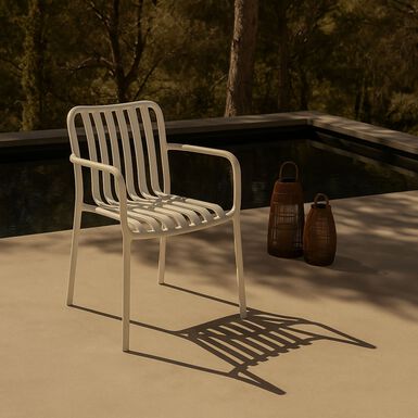 Silla de jard&iacute;n apilable de polipropileno blanca Happel 59x55x81cm