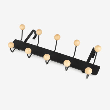 Perchero de puerta de hierro negro Noah 44x11x17cm