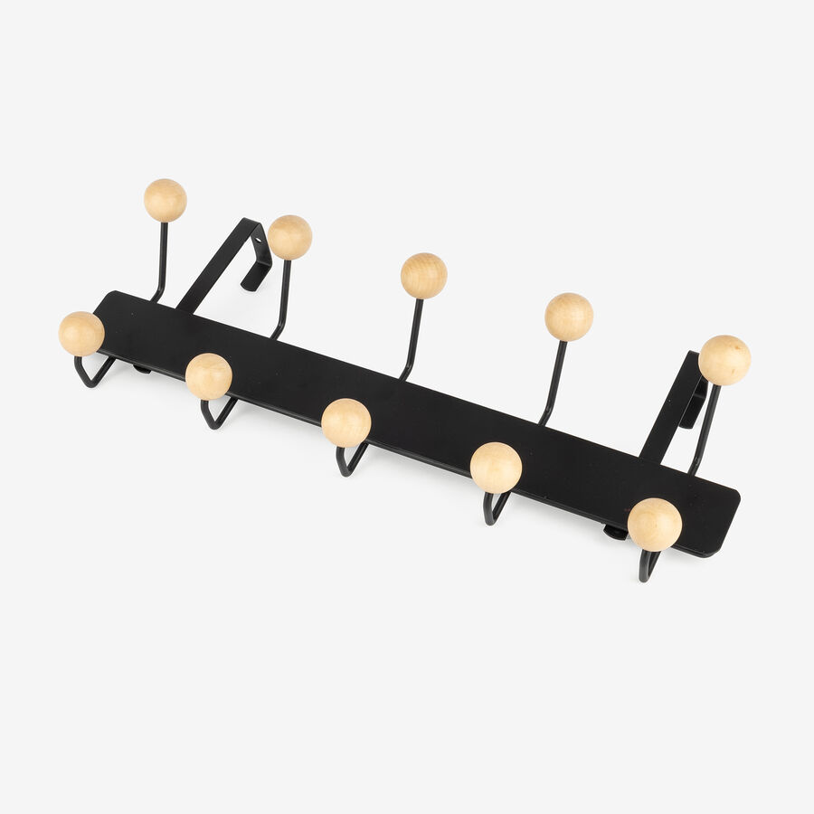 Perchero de puerta de hierro negro Noah 44x11x17cm