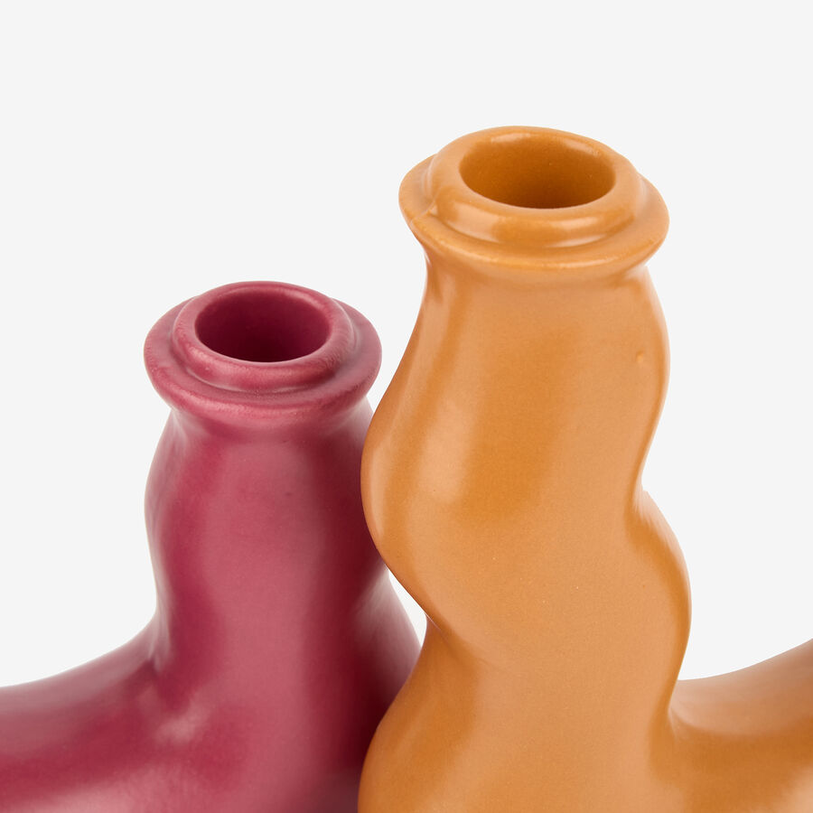 Candelabro doble de gres Ovara 15cm