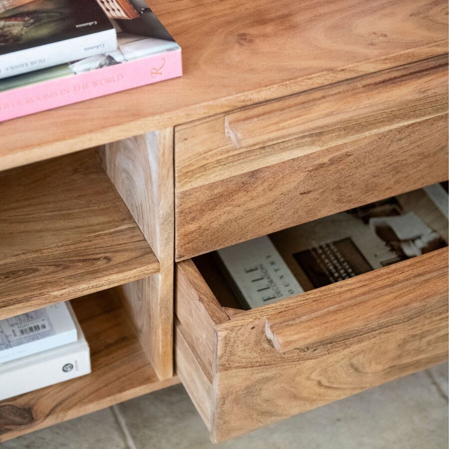 Mueble de TV de madera de acacia Attic 160x40x55cm Clau&Chloe