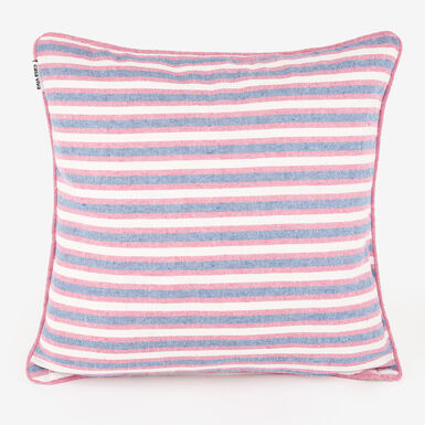 Funda de cojín de algodón rayas azules y rojas Marita 45x45cm