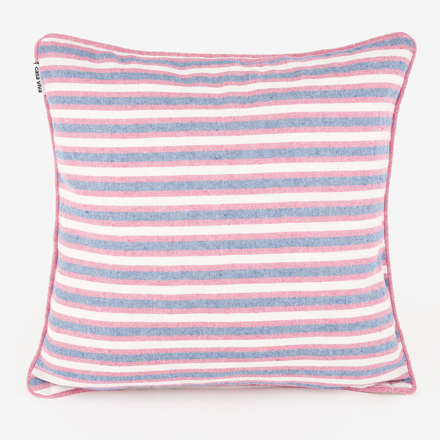 Funda de cojín de algodón rayas azules y rojas Marita 45x45cm