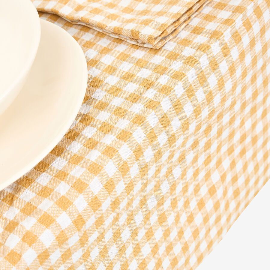 Mantel de algod&oacute;n Vichy mostaza 140x250cm