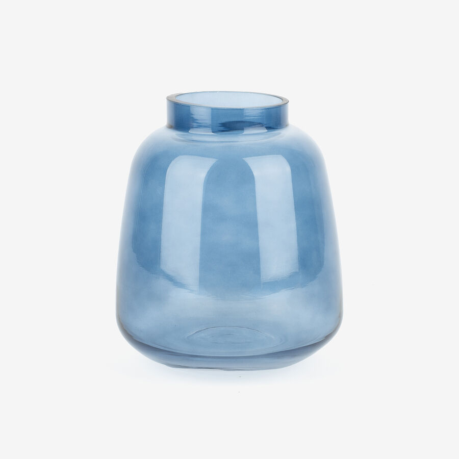 Jarrón de cristal azul Zafiro Ø15x17cm