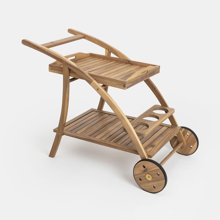 Camarera con ruedas de madera acacia Mykonos 105x56x78 cm