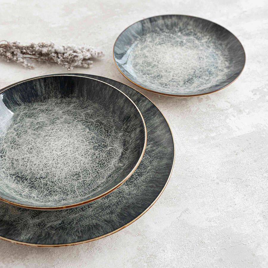 Vajilla de 12 piezas de porcelana verde Stela