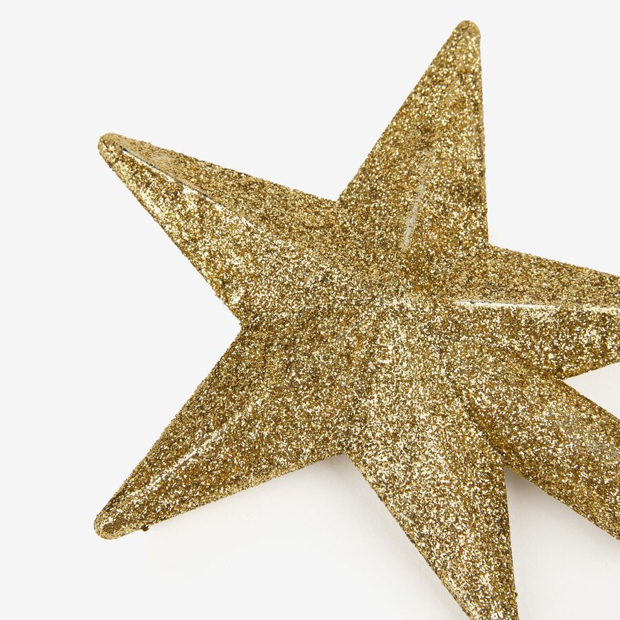 Estrella para árbol con purpurina dorada
