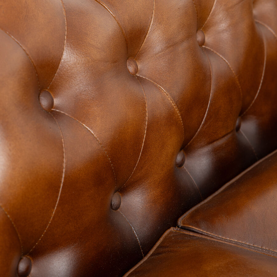 Sofa de 3 plazas de piel marrón Chester 190x77x80cm