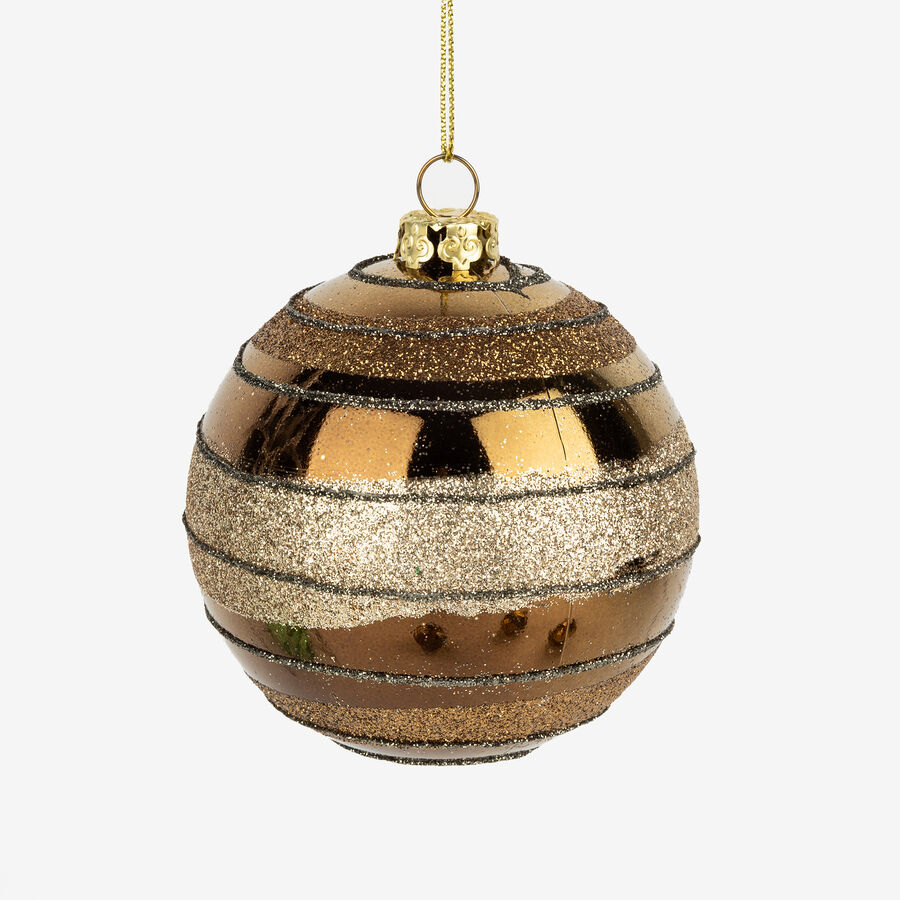 Bola decorativa marrón con purpurina Ø8cm en varios modelos