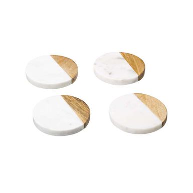 Set de 4 posavasos de m&aacute;rmol blanco &Oslash;10cm