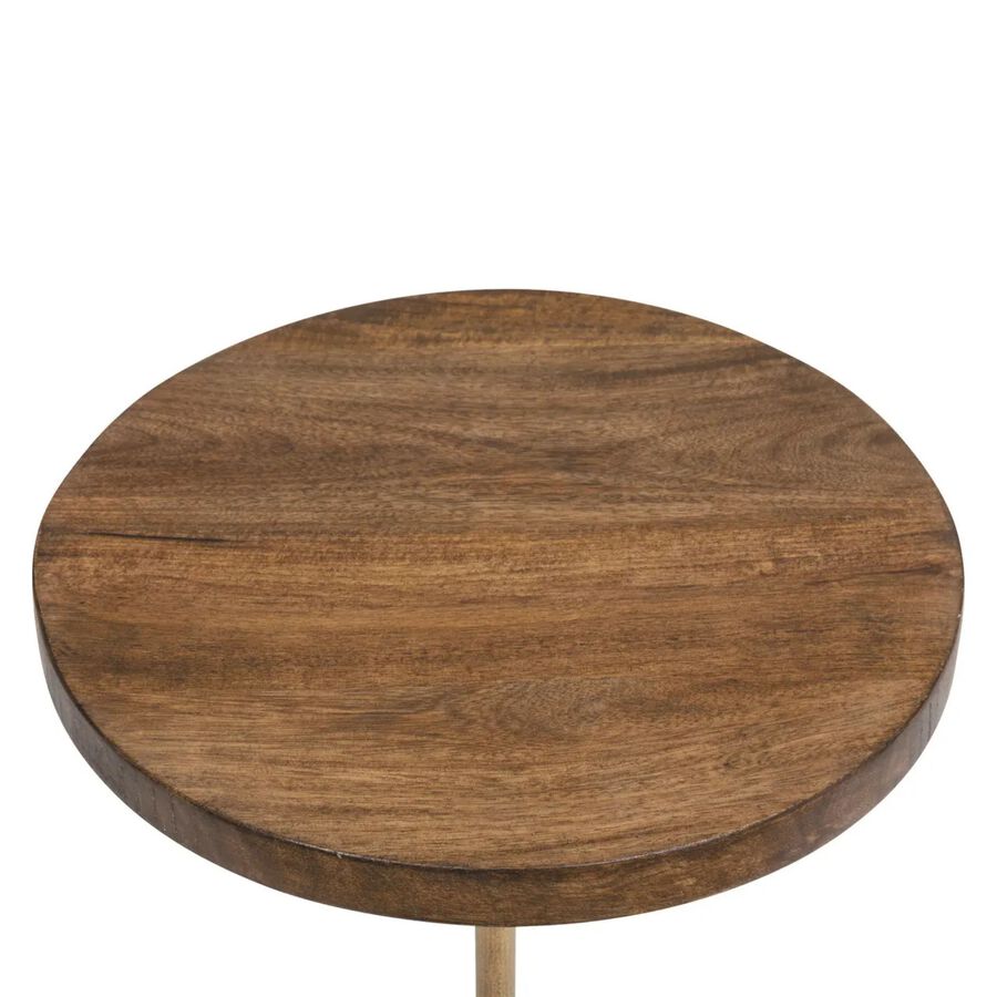 Mesa auxiliar de madera de mango y mármol Uria Ø36x70cm