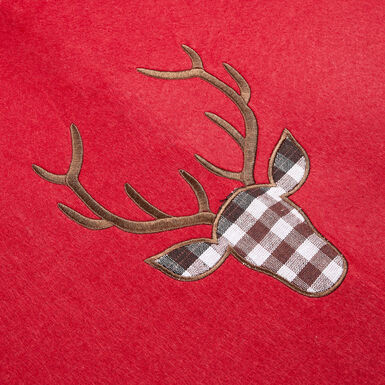Alfombra para árbol roja con Ciervo tartán Ø90cm