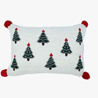 Funda de coj&iacute;n con &aacute;rboles y pompones Tree 50x35cm